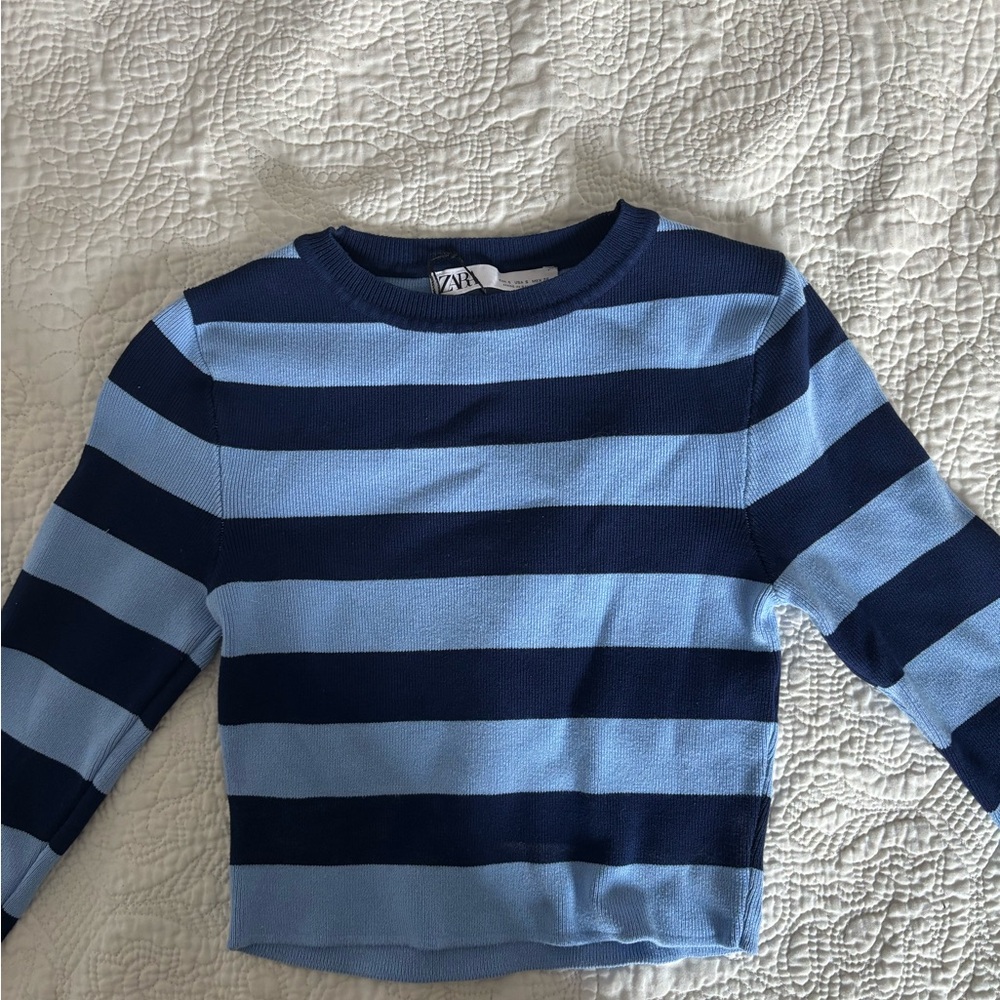 Zara Knit Longsleeve Navy & Light Blue Striped